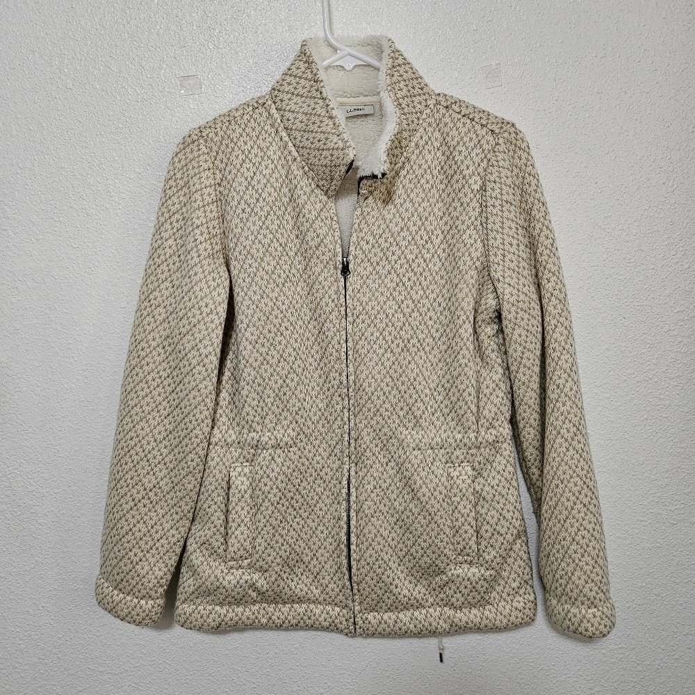 LL Bean fleece like lining sweater jacket size small